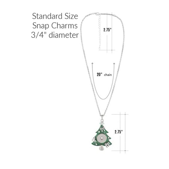 Snap Charm Christmas Tree Large Pendant Necklace Includes Chain and 3 Snaps - Picture 3 of 6